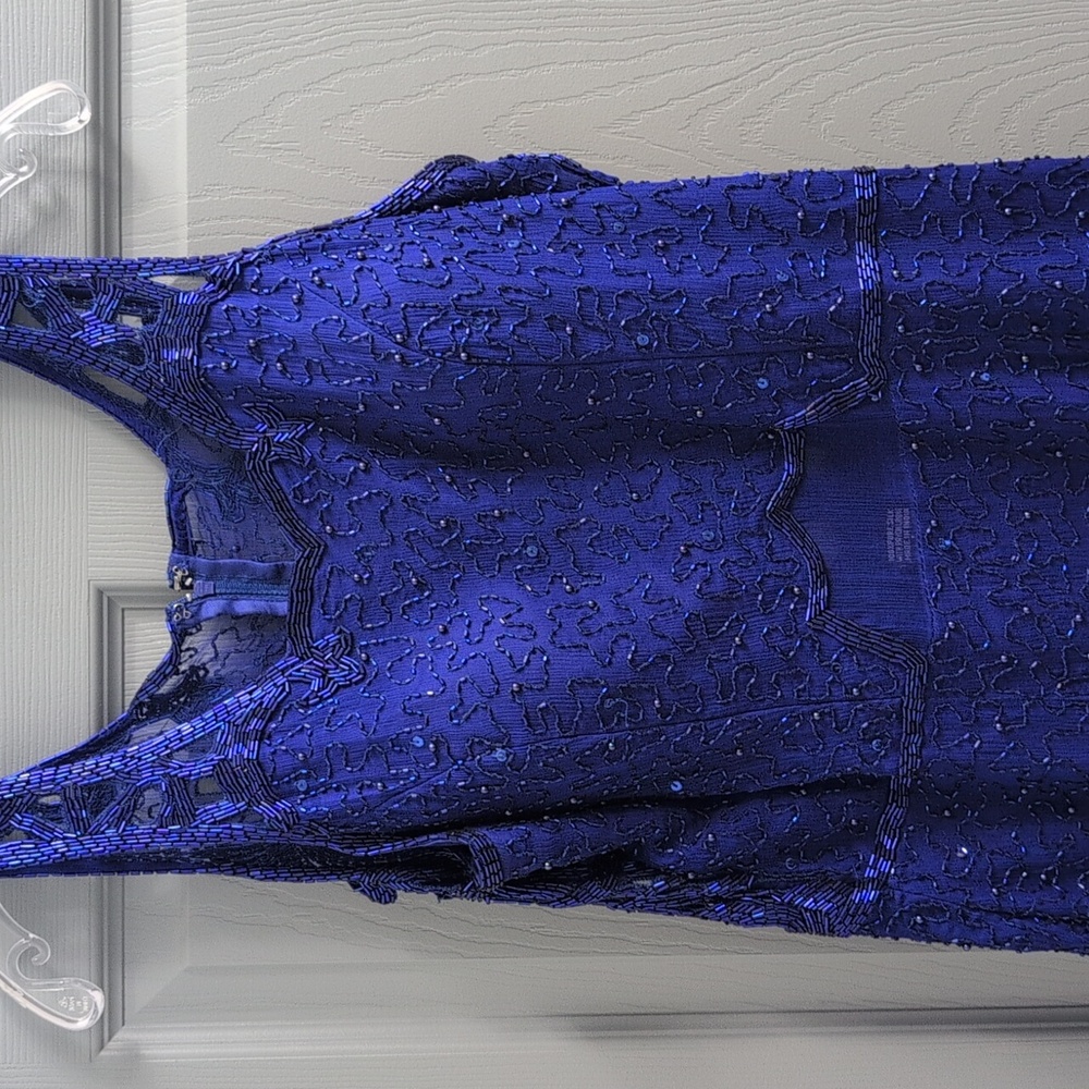Milano large blue dress with beaded detailing